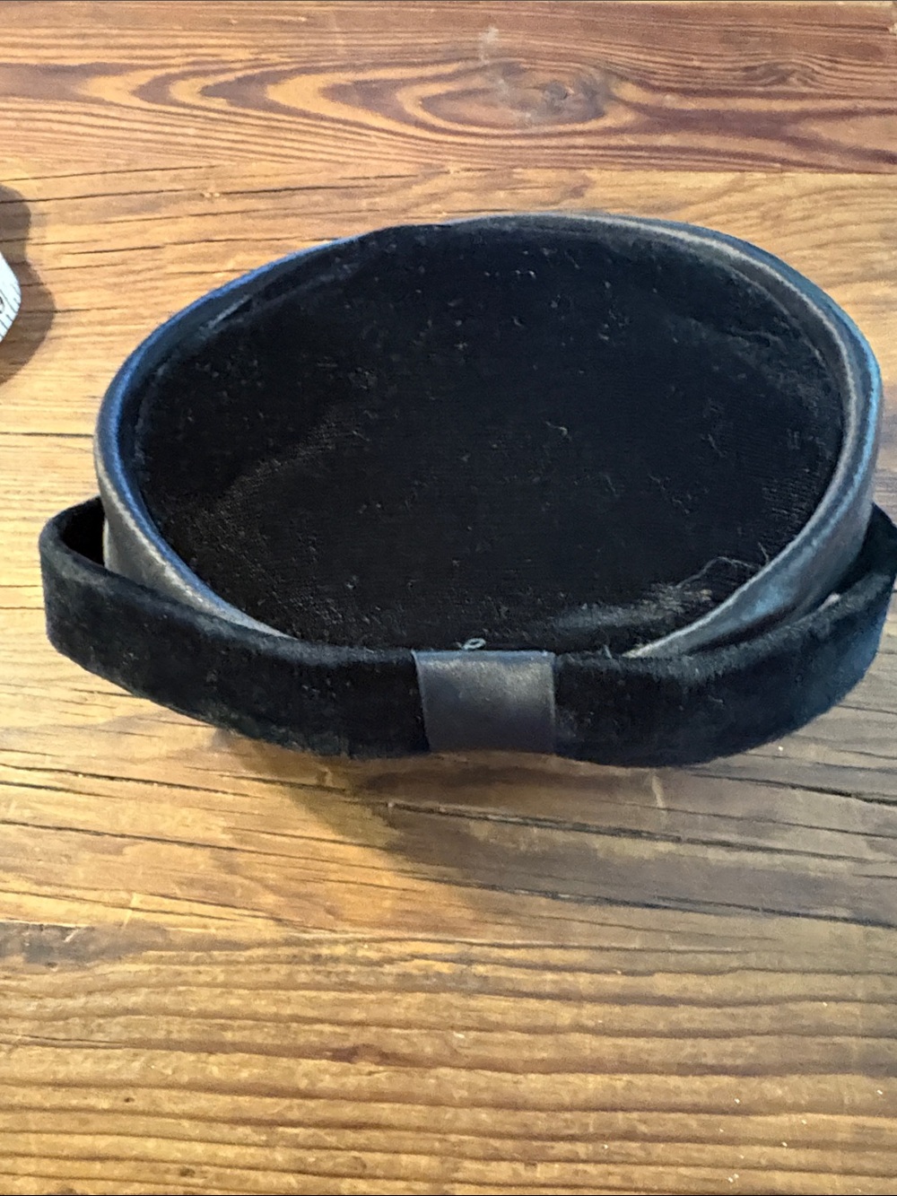 Black Velvet Pillbox Hat with Band